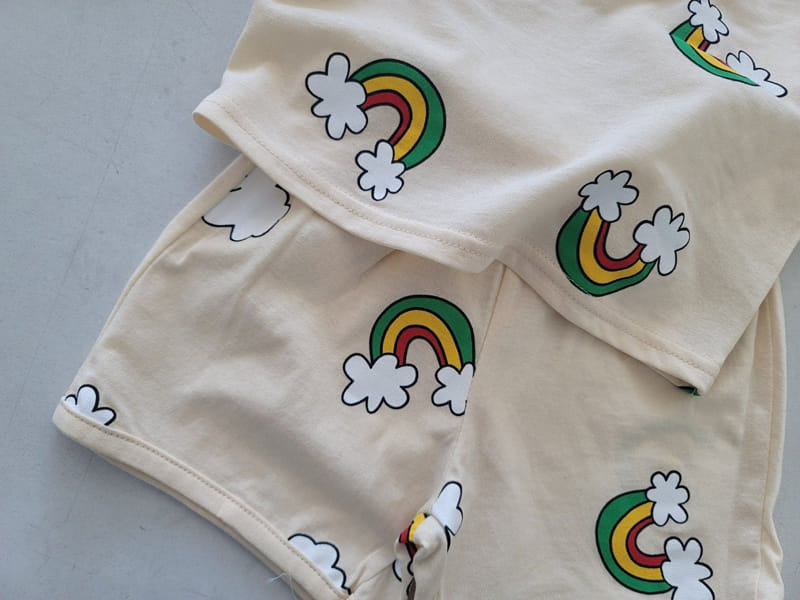 Moran - Korean Children Fashion - #magicofchildhood - Rainbow Cloud Top Bottom Set - 5