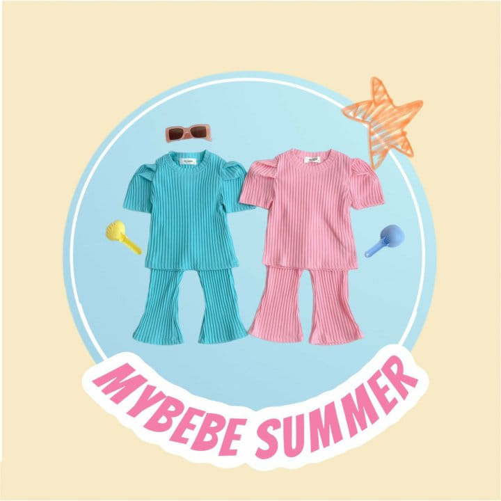 My Bebe - Korean Children Fashion - #Kfashion4kids - Rib Boots Cut Top Bottom Set