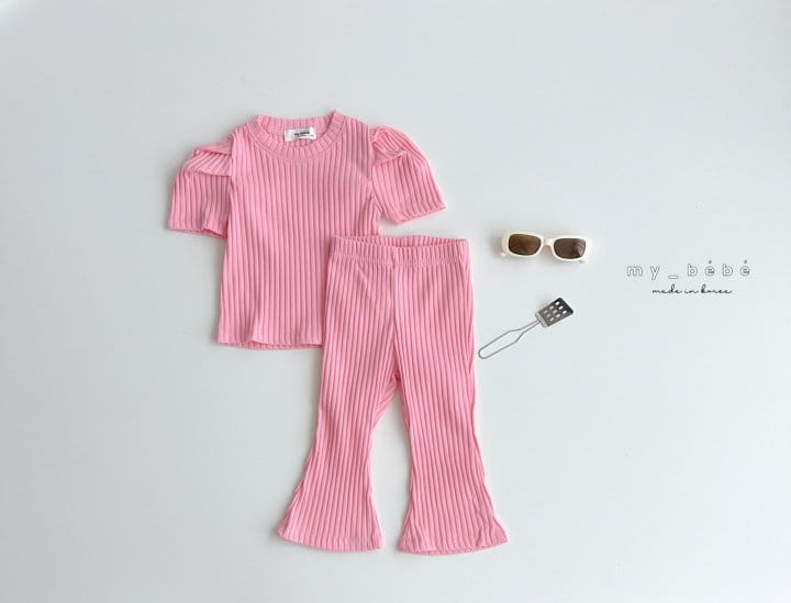 My Bebe - Korean Children Fashion - #childofig - Rib Boots Cut Top Bottom Set - 6