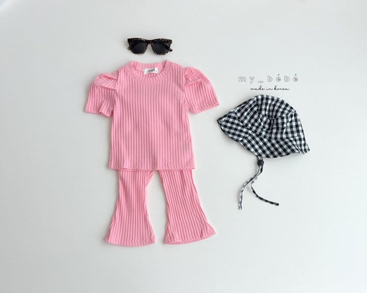 My Bebe - Korean Children Fashion - #childofig - Rib Boots Cut Top Bottom Set - 7