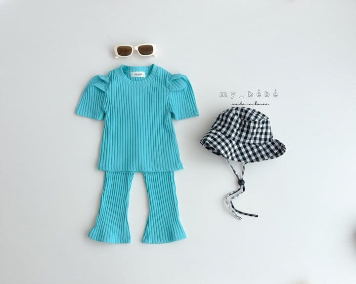 My Bebe - Korean Children Fashion - #childrensboutique - Rib Boots Cut Top Bottom Set - 8