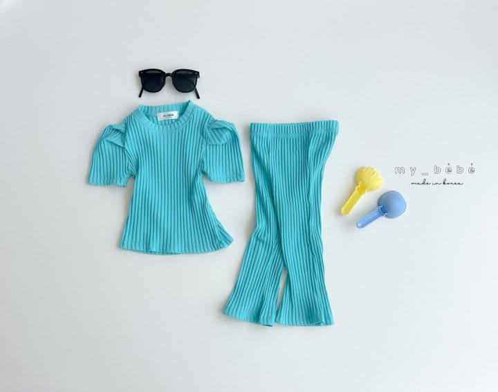 My Bebe - Korean Children Fashion - #designkidswear - Rib Boots Cut Top Bottom Set - 9