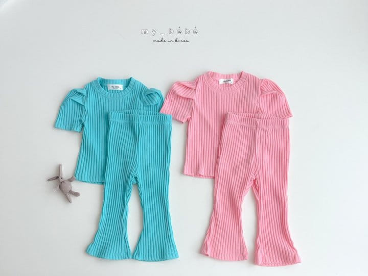 My Bebe - Korean Children Fashion - #magicofchildhood - Rib Boots Cut Top Bottom Set - 4