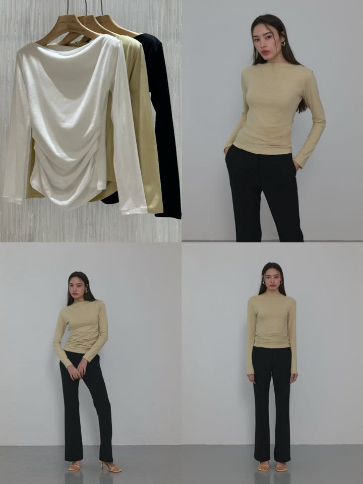 Neroli36 - Korean Women Fashion - #womensfashion - Hug Wrinkle Tee - 4