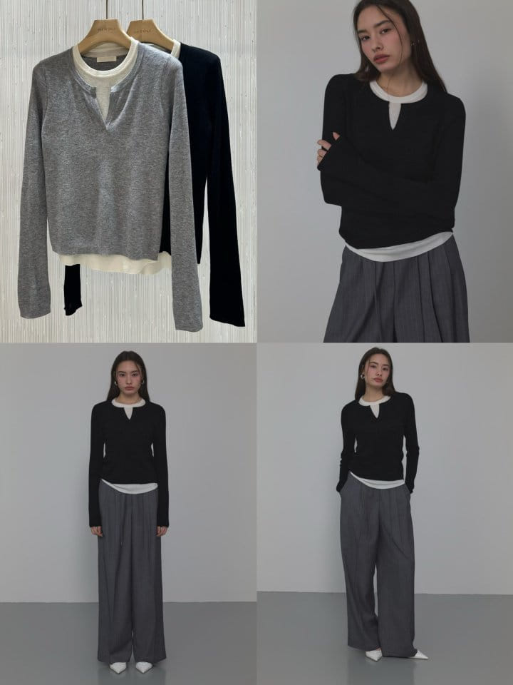 Neroli36 - Korean Women Fashion - #womensfashion - M Layered Double Kint - 4