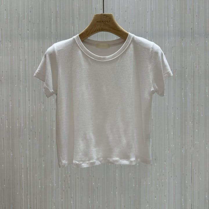 Neroli36 - Korean Women Fashion - #vintageinspired - Milky Short Sleeve Tee - 2