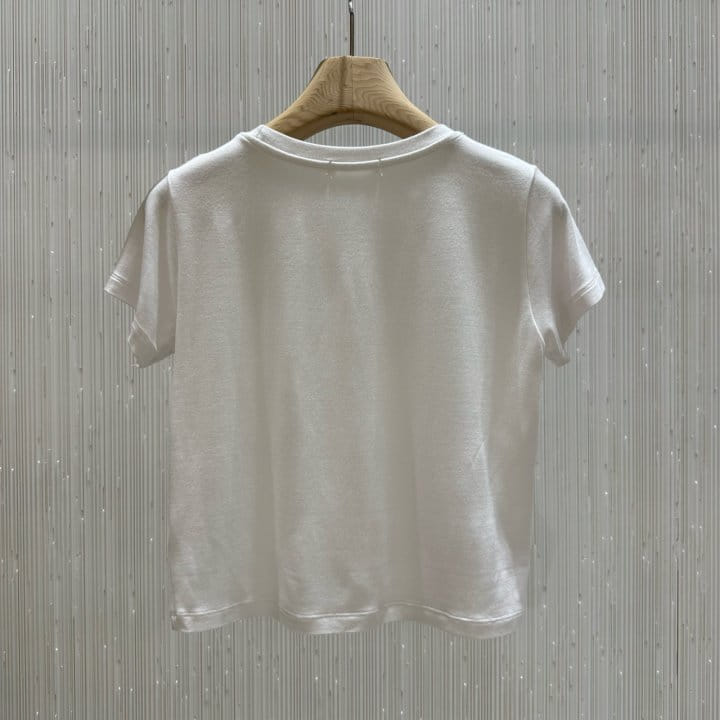Neroli36 - Korean Women Fashion - #vintagekidsstyle - Milky Short Sleeve Tee - 3