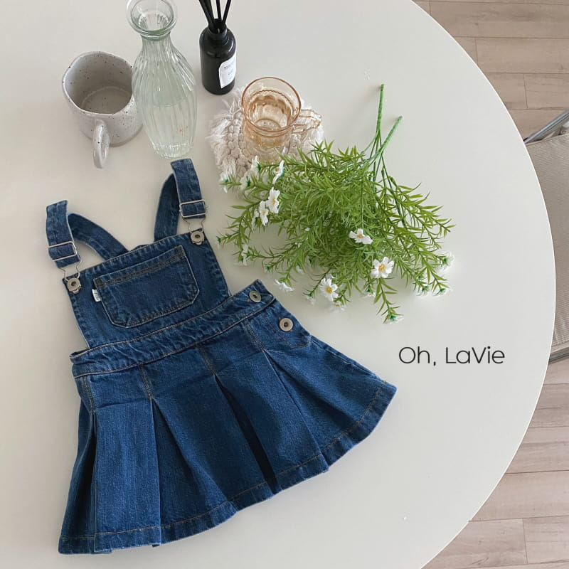 Oh lavie - Korean Children Fashion - #designkidswear - Denim Dungarees Tennis Skirt - 3