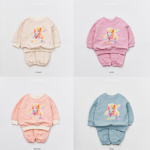 Oott Bebe - Korean Children Fashion - #Kfashion4kids - Rainbow Puppy Top Bottom Set - 6