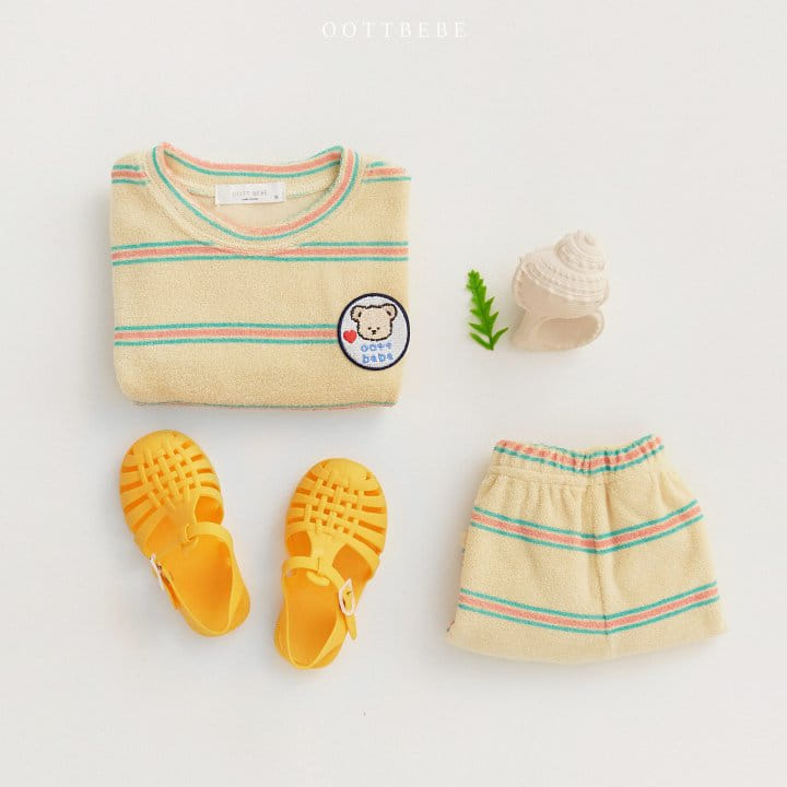 Oott Bebe - Korean Children Fashion - #childrensboutique - Summer Bear Terry Top Bottom Set - 5