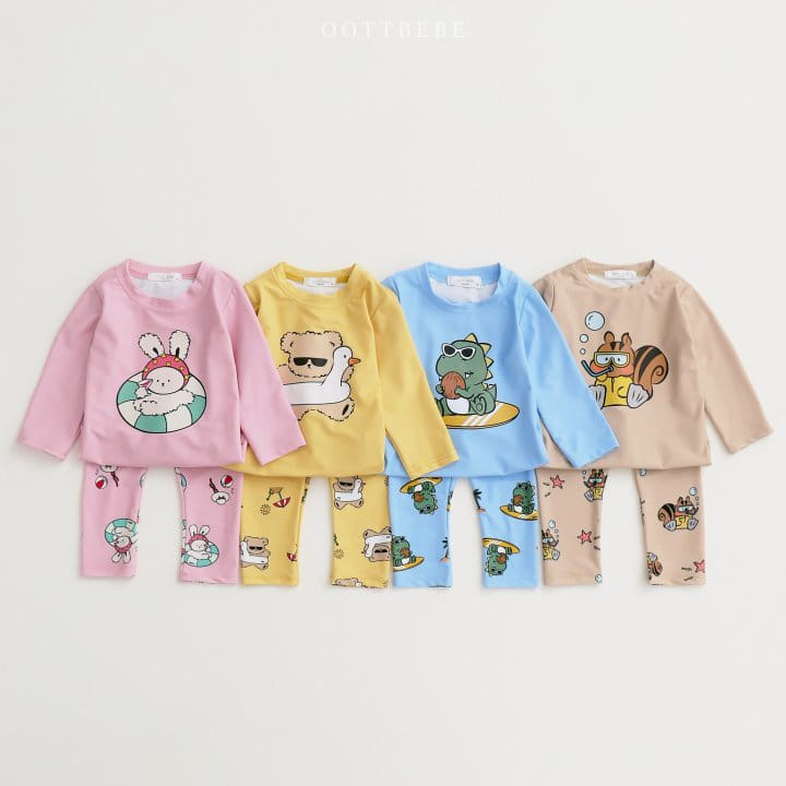 Oott Bebe - Korean Children Fashion - #designkidswear - Swim Suit Top Bottom Set
