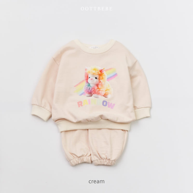 Oott Bebe - Korean Children Fashion - #discoveringself - Rainbow Puppy Top Bottom Set