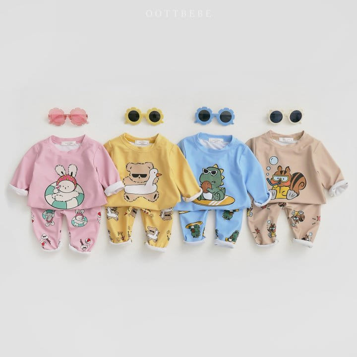 Oott Bebe - Korean Children Fashion - #kidzfashiontrend - Swim Suit Top Bottom Set - 6