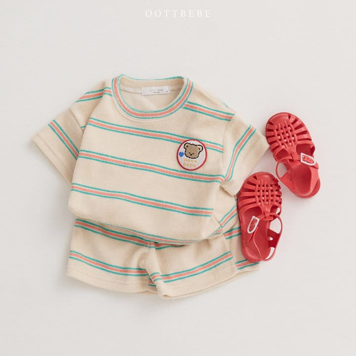 Oott Bebe - Korean Children Fashion - #prettylittlegirls - Summer Bear Terry Top Bottom Set - 2
