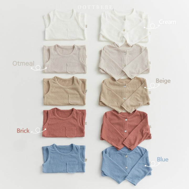 Oott Bebe - Korean Children Fashion - #stylishchildhood - Cool Linen Sleeveless Cardigan Set - 9