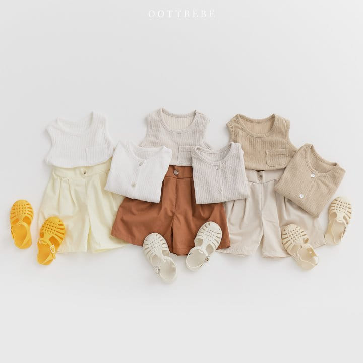 Oott Bebe - Korean Children Fashion - #toddlerclothing - Cool Linen Sleeveless Cardigan Set - 8