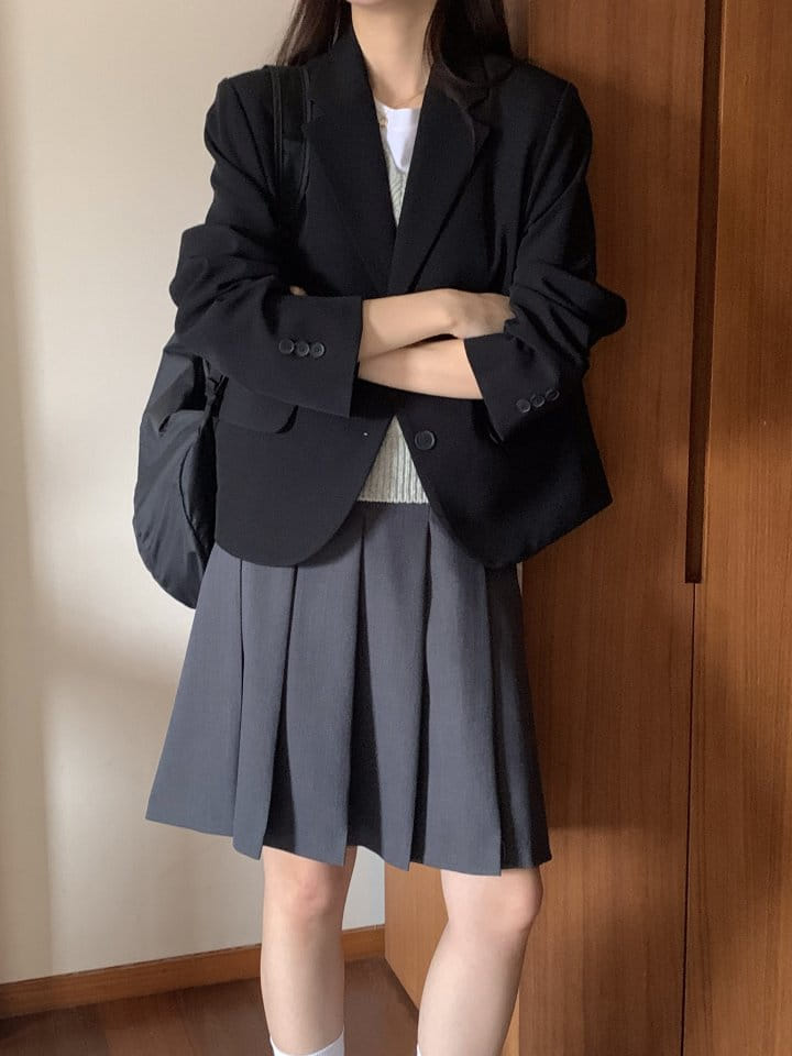 Osense - Korean Women Fashion - #vintageinspired - Classic Crop Jacket - 5