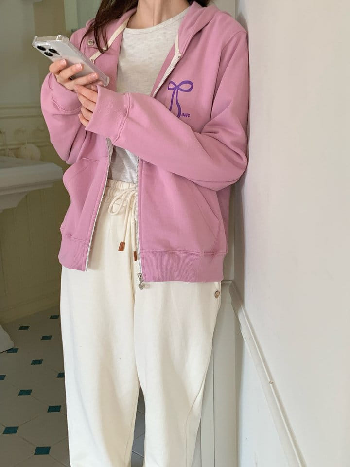 Our moment  - Korean Women Fashion - #restrostyle - Ribbon Hoody Zip Up - 6