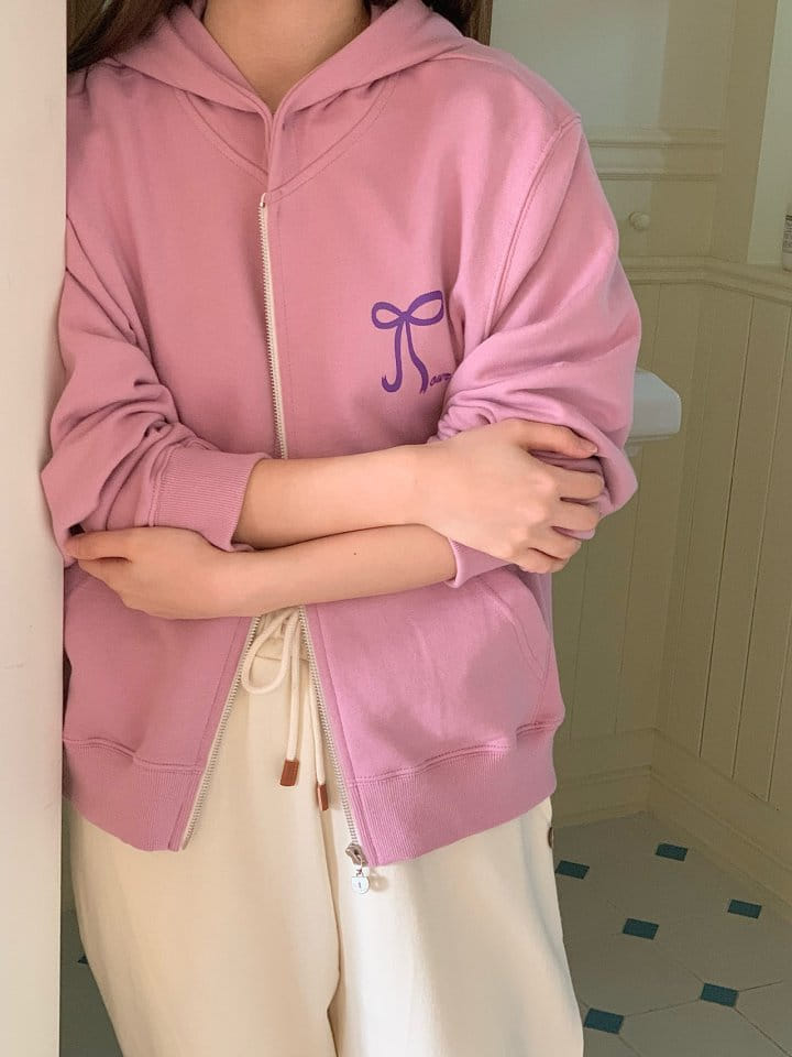 Our moment  - Korean Women Fashion - #thatsdarling - Ribbon Hoody Zip Up - 9