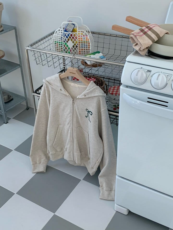 Our moment  - Korean Women Fashion - #vintageinspired - Ribbon Hoody Zip Up - 3