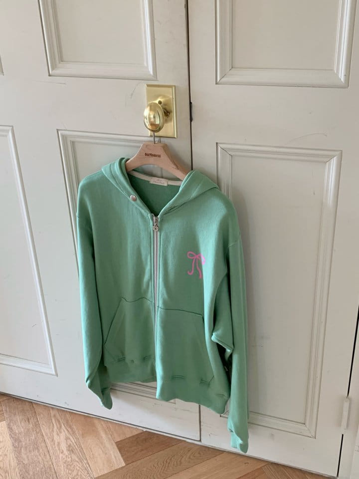 Our moment  - Korean Women Fashion - #vintageinspired - Ribbon Hoody Zip Up - 4
