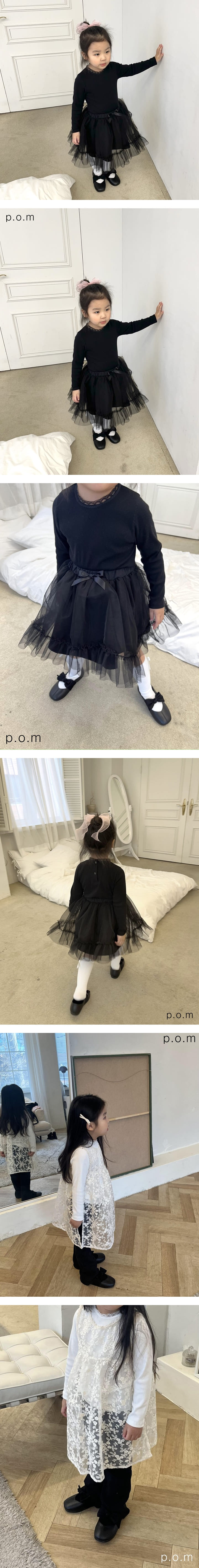 P.o.m - Korean Children Fashion - #toddlerclothing - Lace Rib Tee - 2