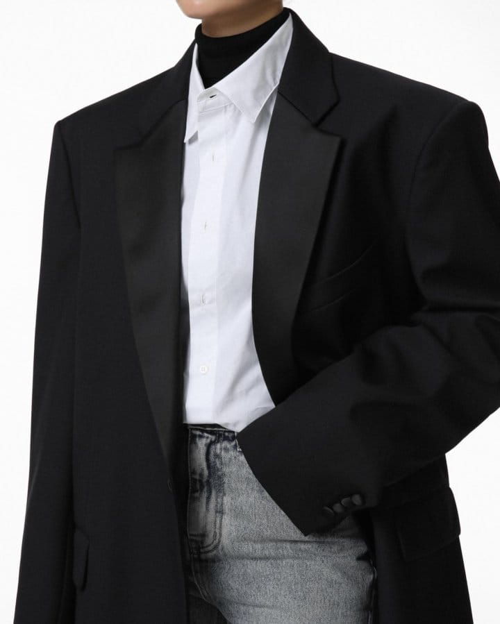 Paper Moon - Korean Women Fashion - #momslook - Oversized Silky Lapel Single Tuxedo Blazer
