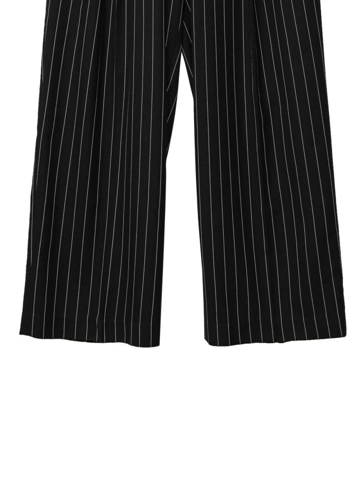 Paper Moon - Korean Women Fashion - #momslook - Wide Pin Stripe Set Up Suit Pleated Trousers - 11