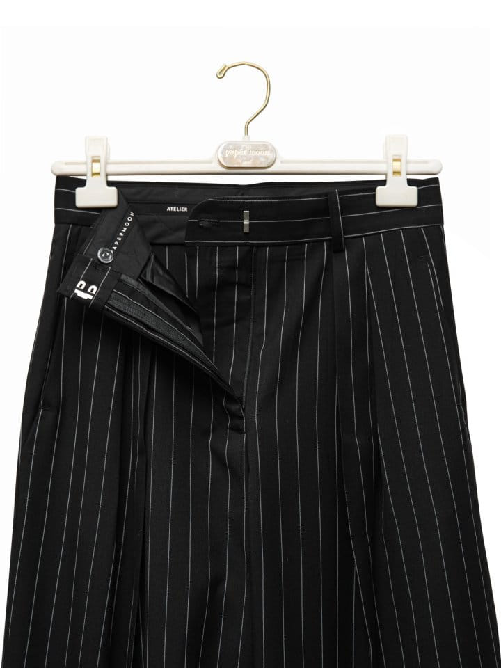 Paper Moon - Korean Women Fashion - #momslook - Wide Pin Stripe Set Up Suit Pleated Trousers - 7