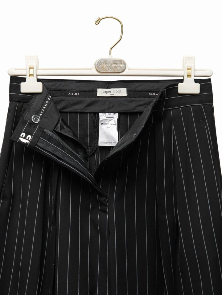 Paper Moon - Korean Women Fashion - #momslook - Wide Pin Stripe Set Up Suit Pleated Trousers - 9