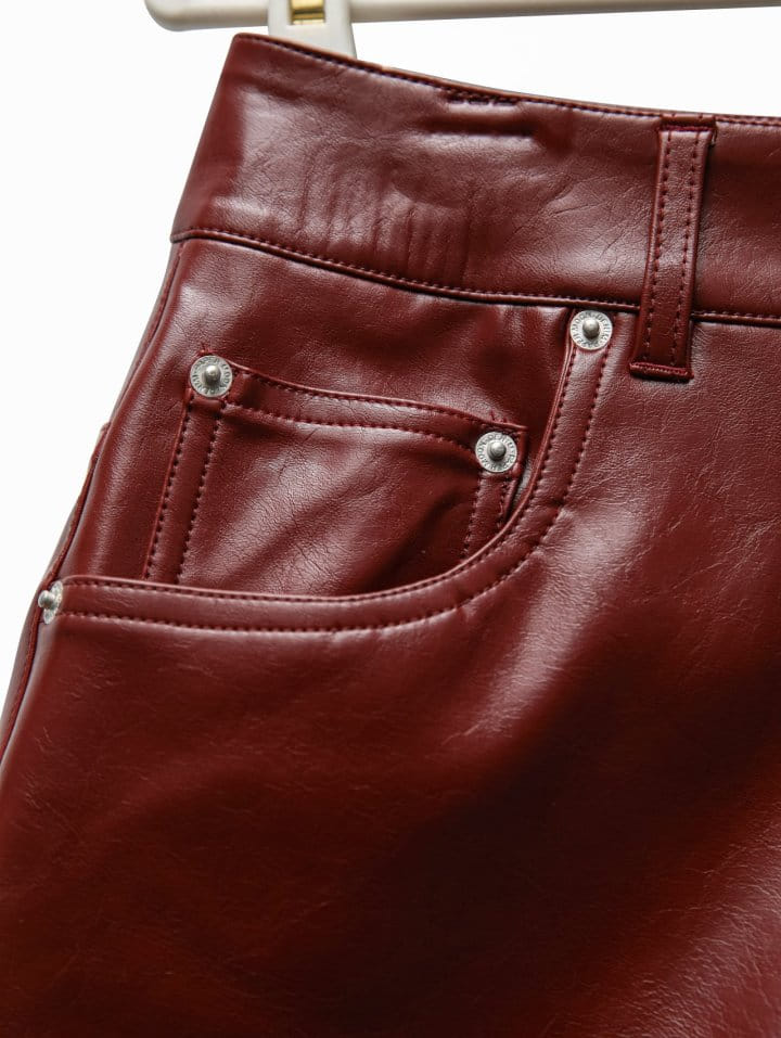 Paper Moon - Korean Women Fashion - #momslook - Denim Detail Vegan Leather Short Pants - 8