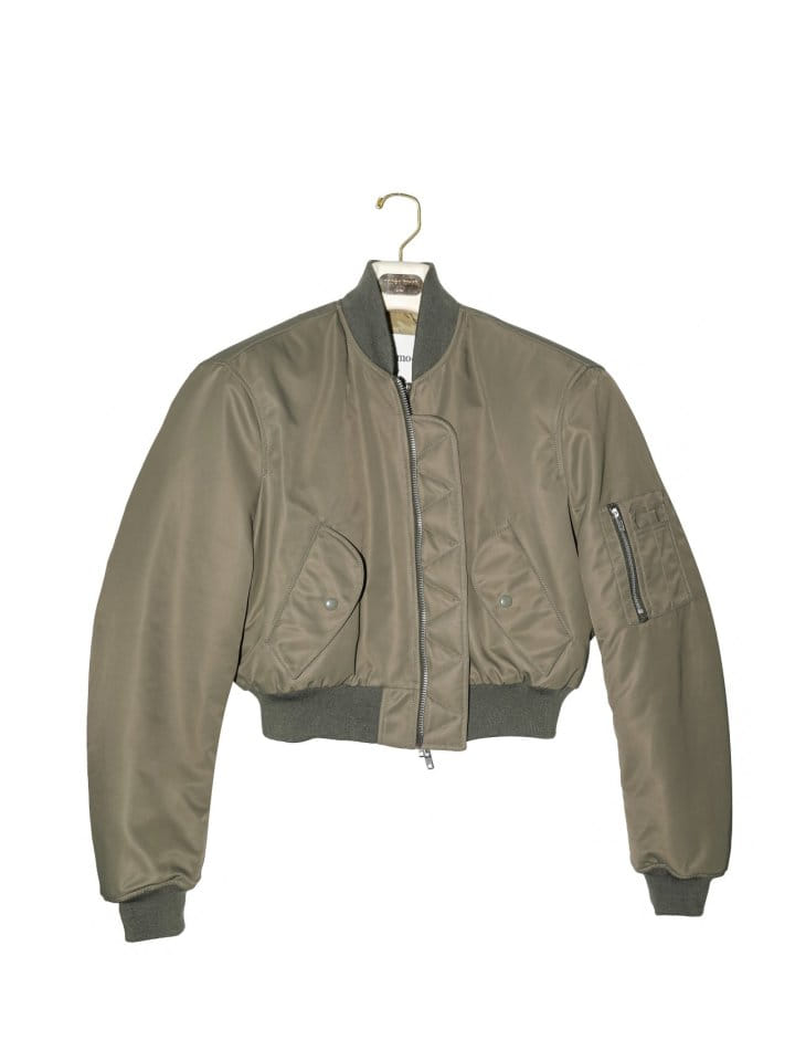 Paper Moon - Korean Women Fashion - #momslook - Square Shoulder Padded Cropped Bomber Jacket  - 6