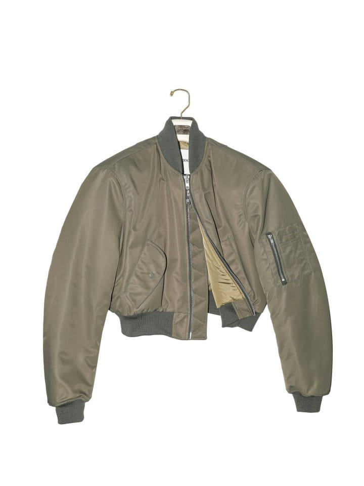Paper Moon - Korean Women Fashion - #momslook - Square Shoulder Padded Cropped Bomber Jacket  - 8