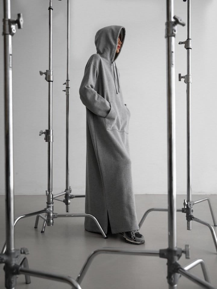 Paper Moon - Korean Women Fashion - #momslook - Maxi Length Hoodie Slit Detail Dress