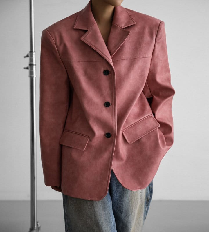 Paper Moon - Korean Women Fashion - #womensfashion - Washed Vegan L Three Button Single Breasted Blazer - 4