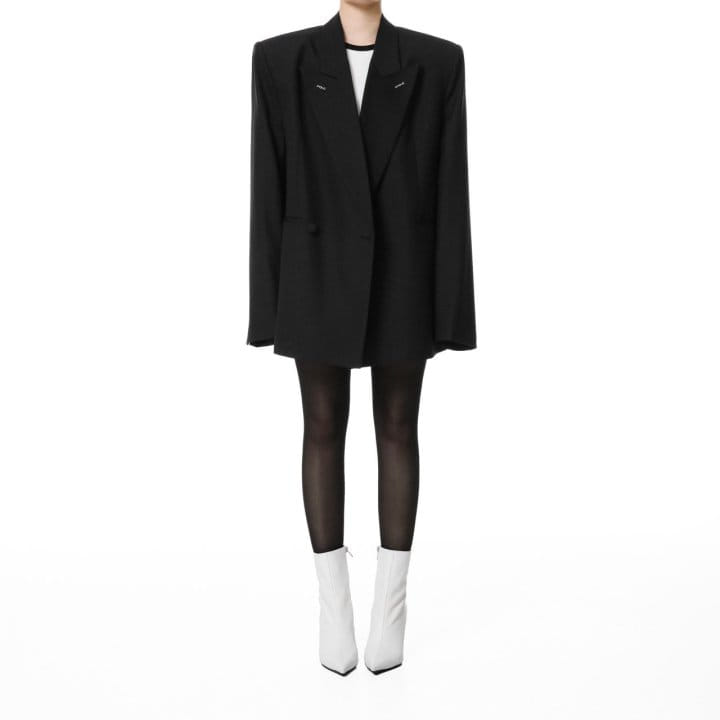 Paper Moon - Korean Women Fashion - #momslook - Bi Color Stitch Point Peaked Lapel Tuxedo Blazer