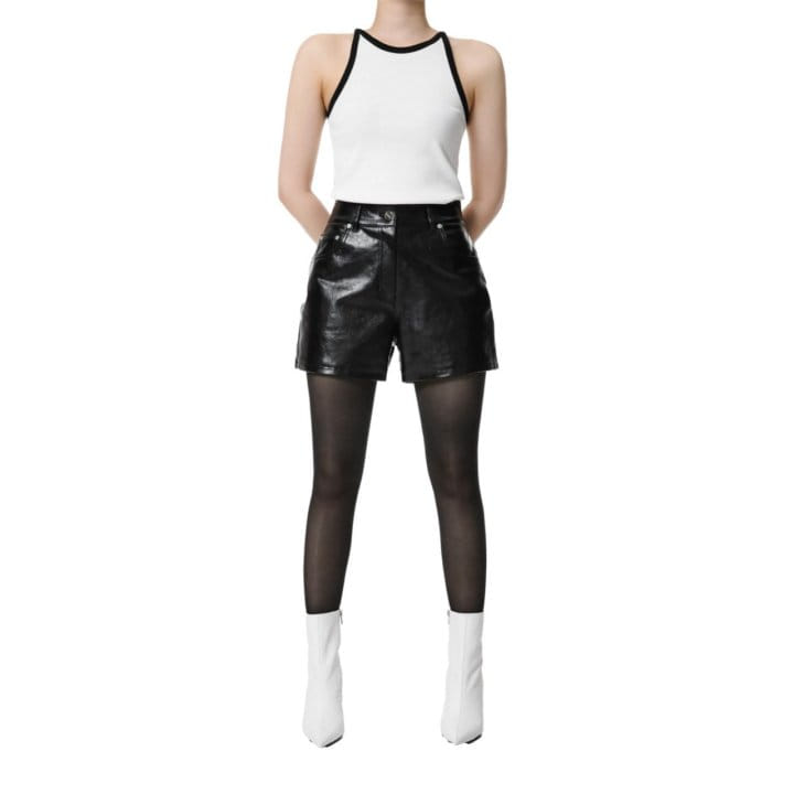 Paper Moon - Korean Women Fashion - #momslook - Bi Color Halter Neck Sleeveless Tank Top - 2