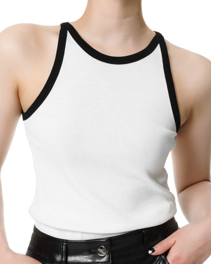 Paper Moon - Korean Women Fashion - #womensfashion - Bi Color Halter Neck Sleeveless Tank Top - 4