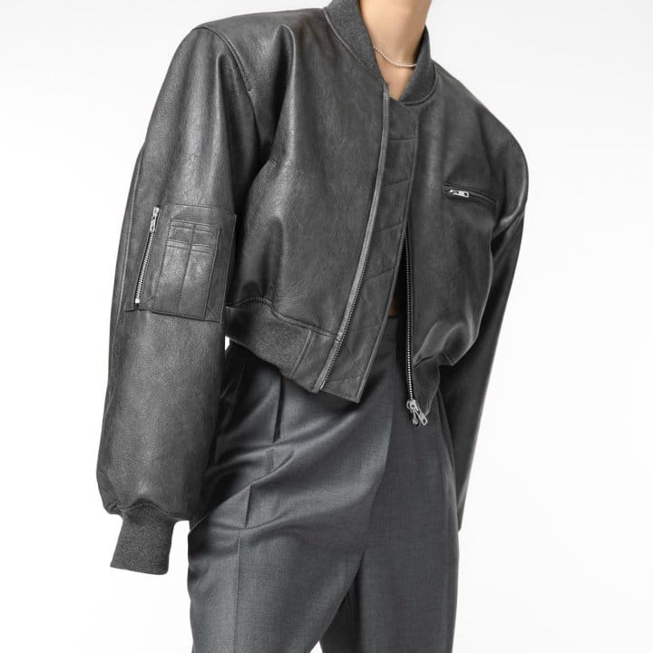 Paper Moon - Korean Women Fashion - #momslook - Vegan L Cropped Full Up Bomber Jacket  - 3