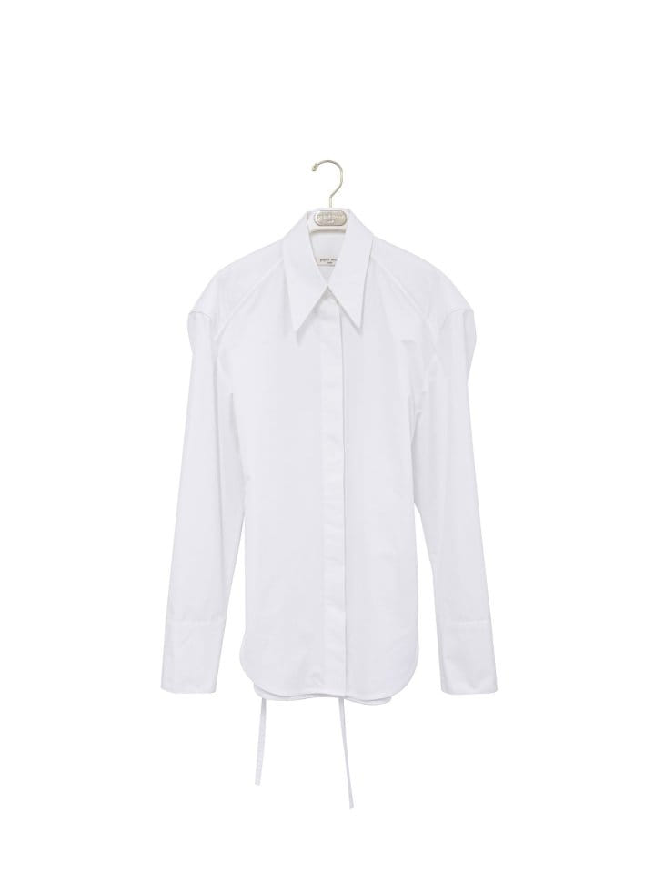 Paper Moon - Korean Women Fashion - #momslook - Padded Shoulder Button Down Cotton Shirt  - 9
