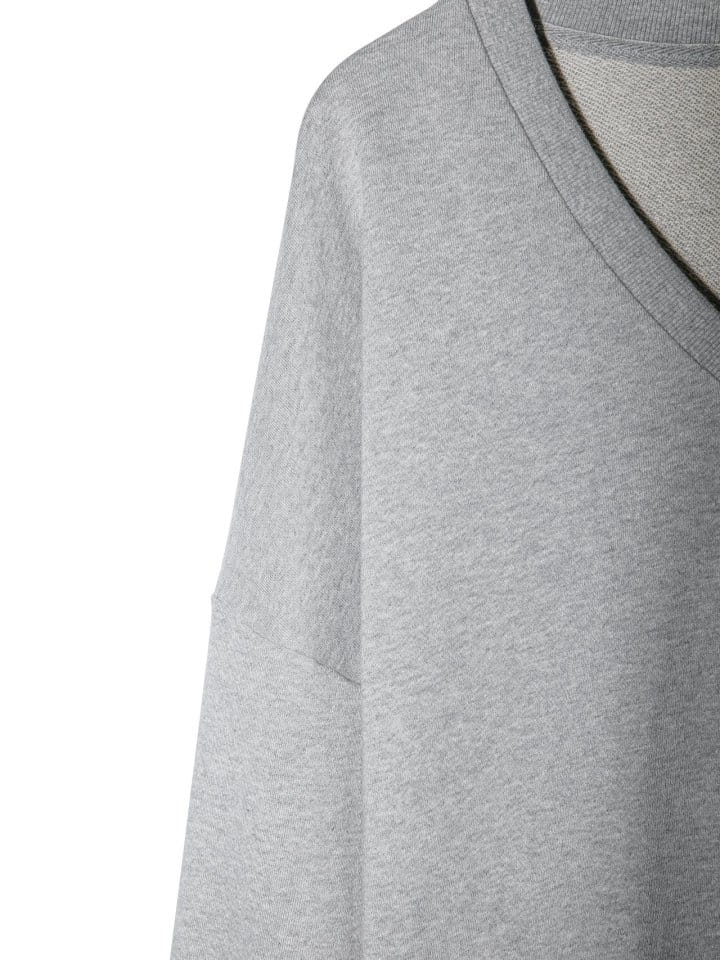 Paper Moon - Korean Women Fashion - #momslook - V Neck Oversized Sweatshirt - 11