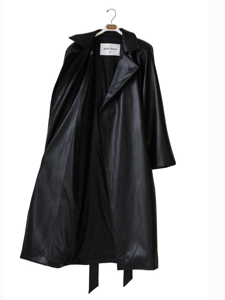 Paper Moon - Korean Women Fashion - #momslook - Padded Shoulder Oversized Vegan L Maxi Trench Coat - 11