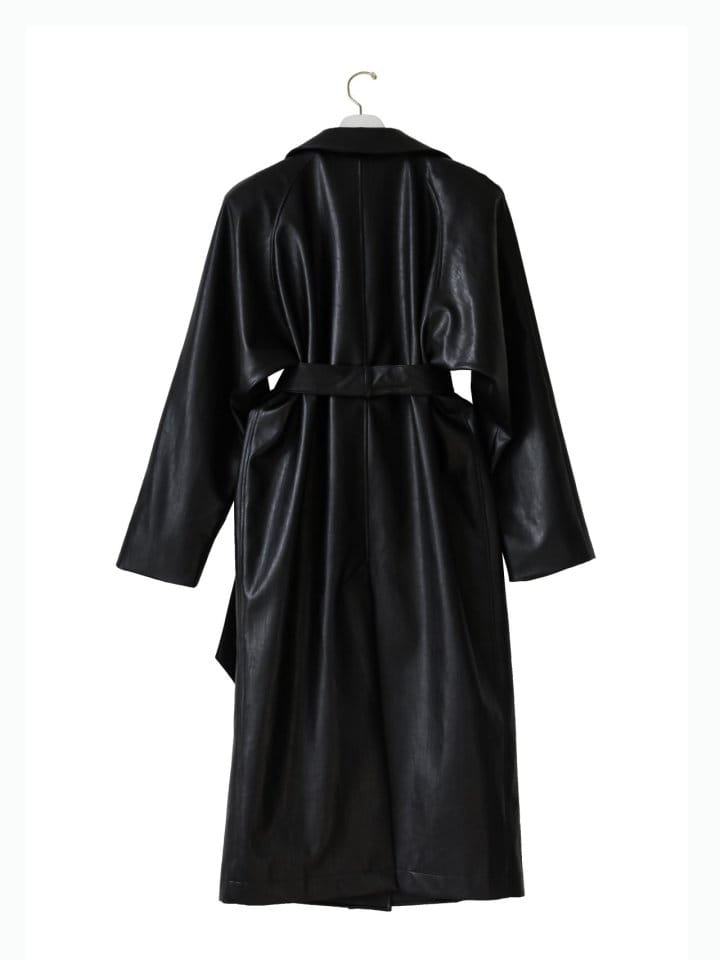 Paper Moon - Korean Women Fashion - #momslook - Padded Shoulder Oversized Vegan L Maxi Trench Coat - 9