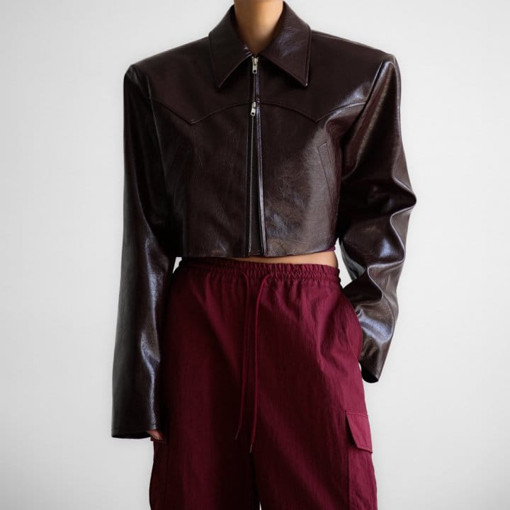 Paper Moon - Korean Women Fashion - #momslook - Western Zipped Up Vegan L Cropped Jacket - 2