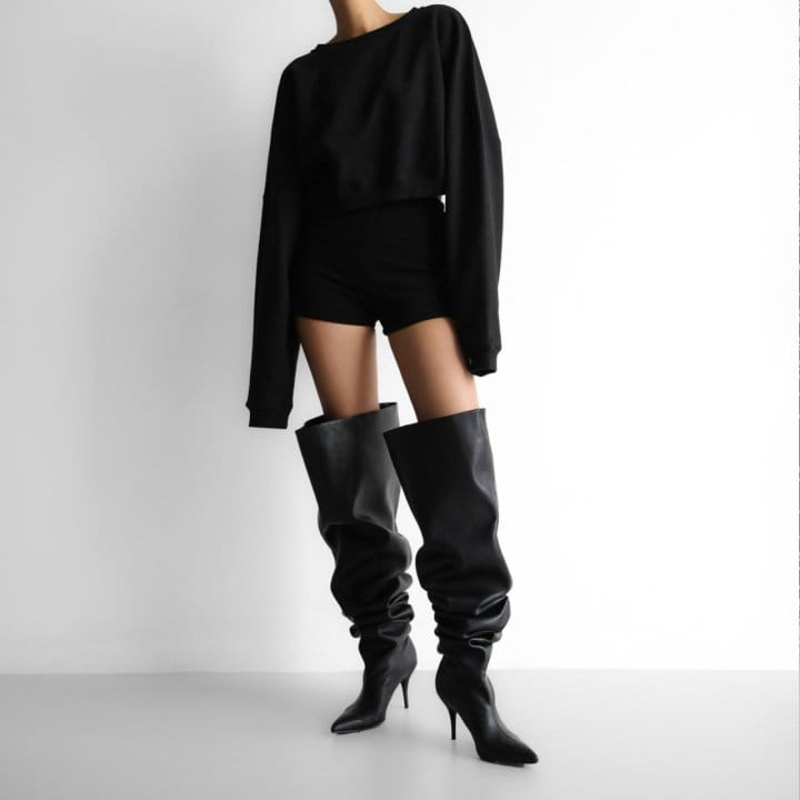 Paper Moon - Korean Women Fashion - #momslook - Back Unbalanced Cropped Detail Sweatshirt