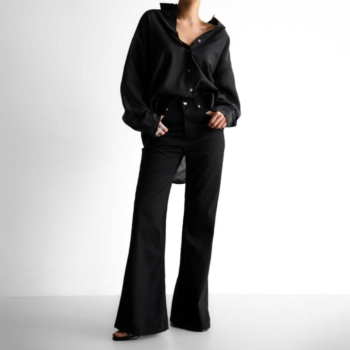 Paper Moon - Korean Women Fashion - #momslook - Classic High Waist Boots Cut Flared Black Jeans - 4