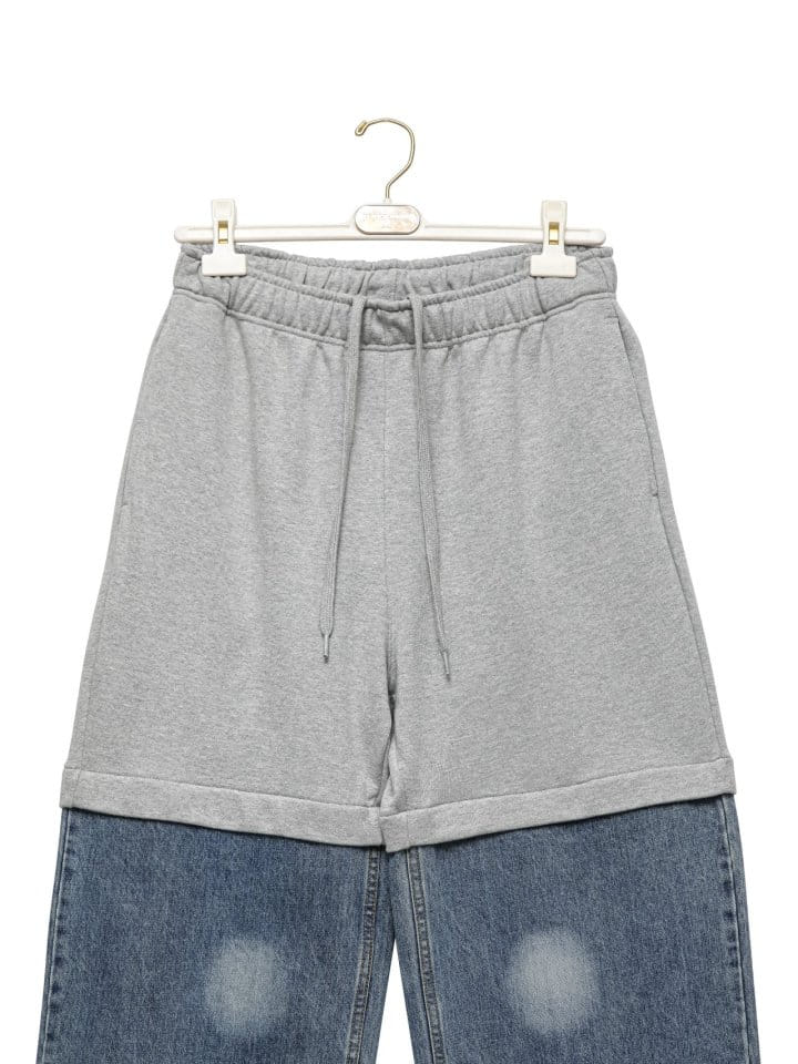 Paper Moon - Korean Women Fashion - #momslook - Denim Hem Detail Drawstring Sweat Pants - 7