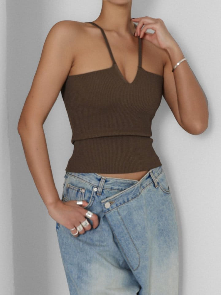 Paper Moon - Korean Women Fashion - #momslook - V Line Strap Ribbed Knit Sleeveless Top - 7