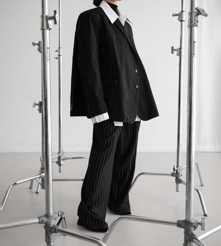 Paper Moon - Korean Women Fashion - #pursuepretty - Oversized Back Side Slit Nylon Twill Blazer  - 3