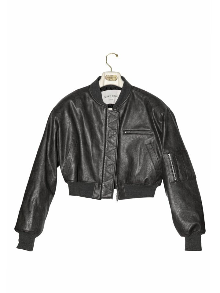 Paper Moon - Korean Women Fashion - #restrostyle - Vegan L Cropped Full Up Bomber Jacket  - 8